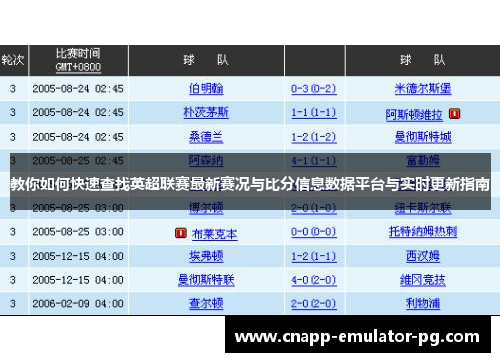 教你如何快速查找英超联赛最新赛况与比分信息数据平台与实时更新指南